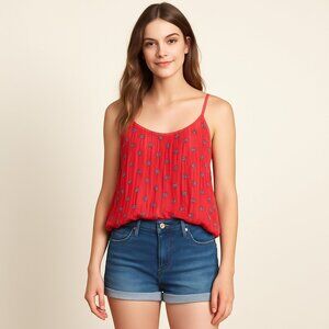 Hollister pleated flowy red XS spaghetti strap top